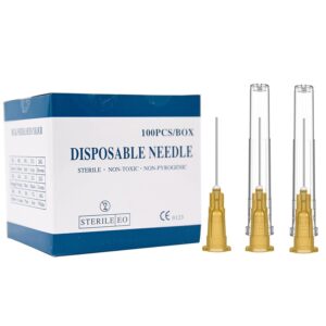 100 pack 25 gauge 5/8 inch needle, luer lock industrial dispensing accessories needles,individually wrapped