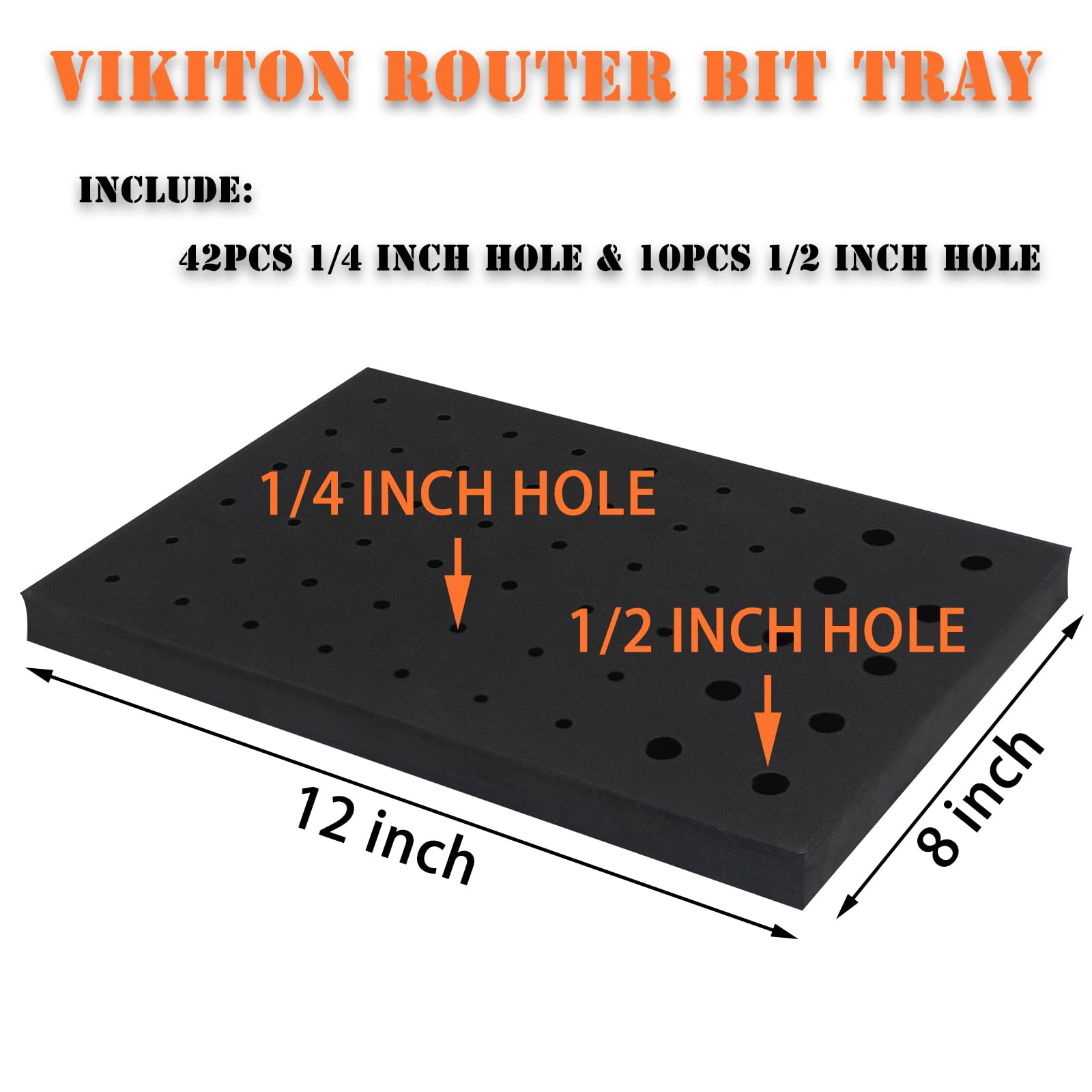 VIKITON Router Bit Storage Tray Foam Router Bit Holder Organizer for Both 1/4 inch Shank Router Bit and 1/2 inch Shank Router Bit, Router Bit Storage Inserts