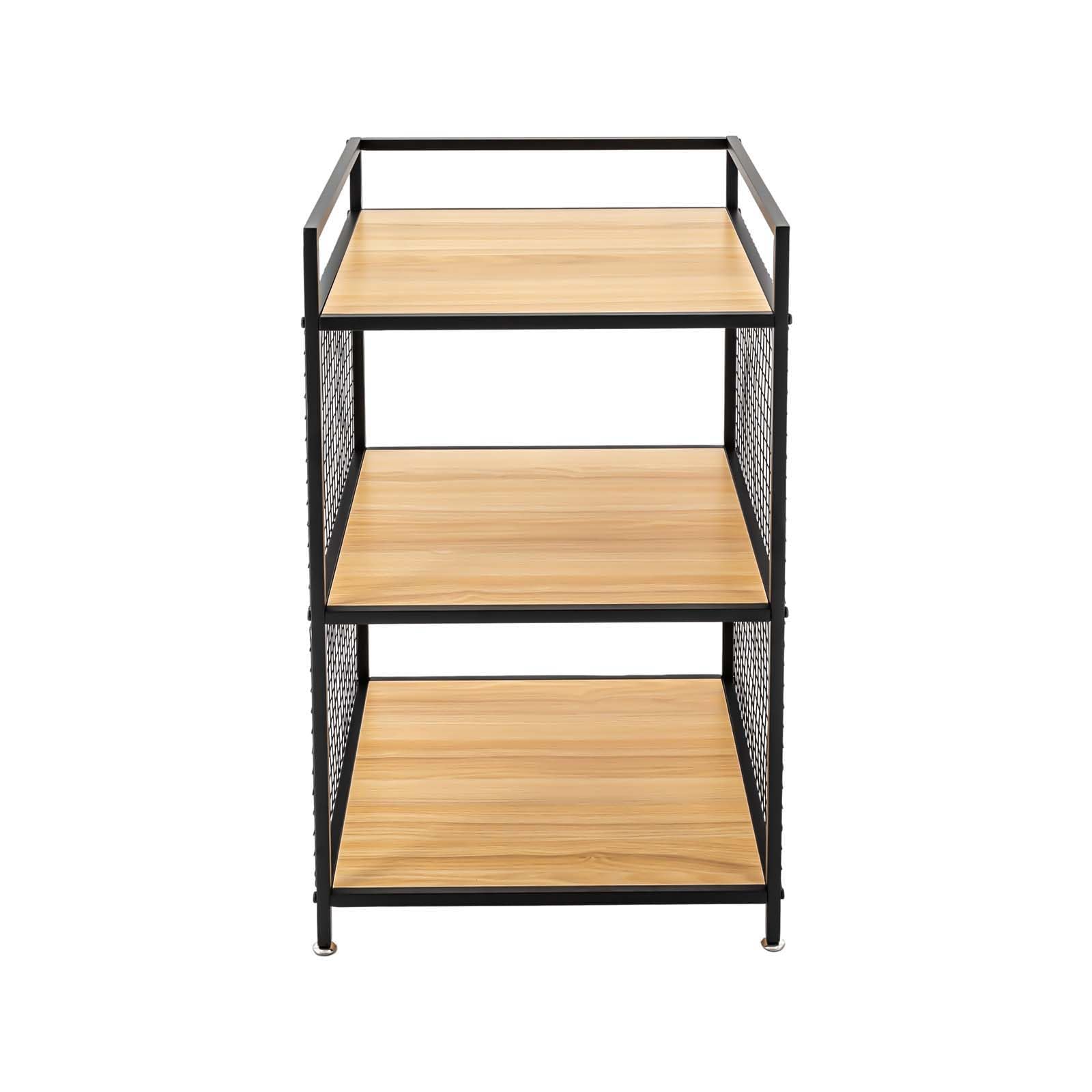 Silencear 3-Tier Heavy Duty Shelving Unit, Small Bookshelf Rustic Wood and Metal Shelving Unit, Wood Storage Shelf with Metal Frame for Living Room, Bedroom, Office, Kitchen, 21.3" x 21.3"x 34.6"