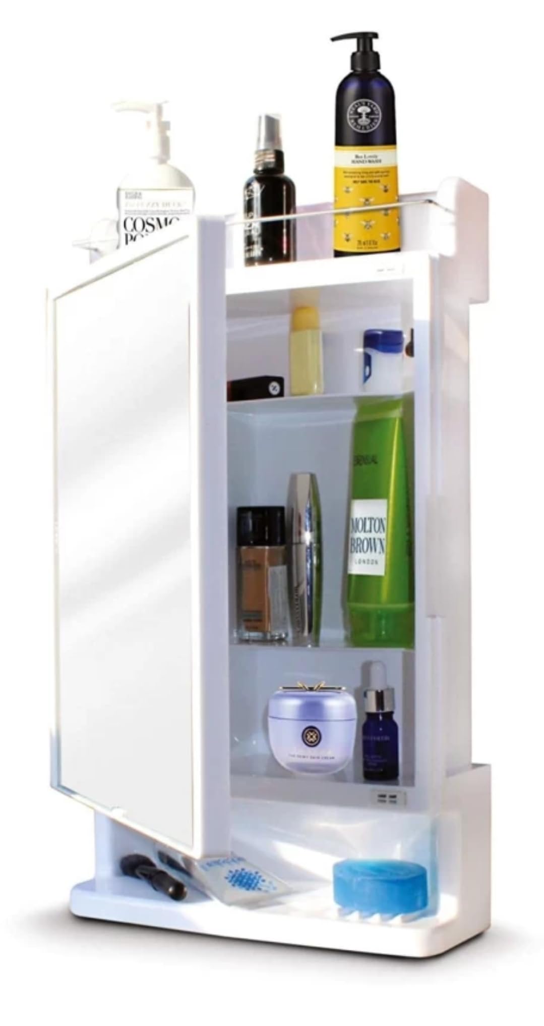 Well Set Medicine Cabinet with Mirror, Wall Mounted Bathroom Storage Cabinet Mirror Door & 2 Open Shelves, Adjustable Shelves, Mirrored Bathroom Wall Cabinet 21 x 5 x 12 Inches