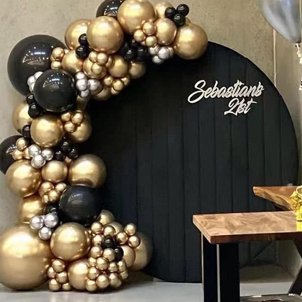 Black Gold Silver party Balloons 127 pcs Black gold silver balloons for Birthday Graduation Party Supplies for Birthday Party Baby Shower Wedding Graduation Class