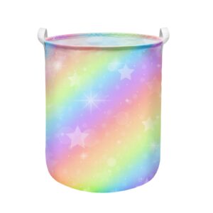 Aynaxcol Unicorn Laundry Basket Hamper Large Sized Round Storage Basket Waterproof Bin Collapsible Laundry Basket for Room Organizer, Bedroom Nursery Playroom Clothes (62.8L)