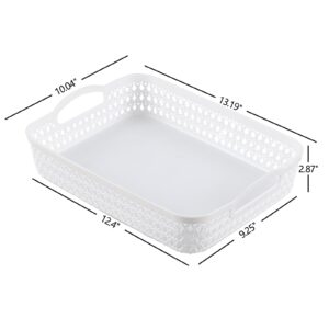 Loiycg 6-Pack Plastic Storage Basket Tray, Large Organizer Basket, White