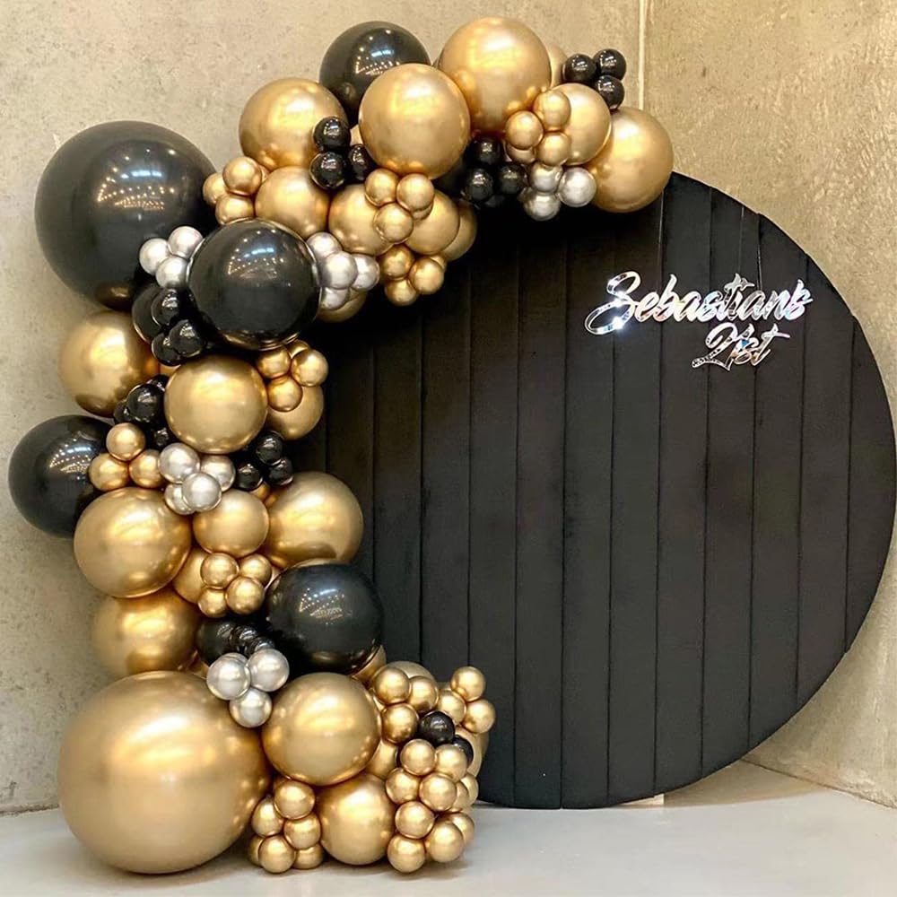 Black Gold Silver party Balloons 127 pcs Black gold silver balloons for Birthday Graduation Party Supplies for Birthday Party Baby Shower Wedding Graduation Class