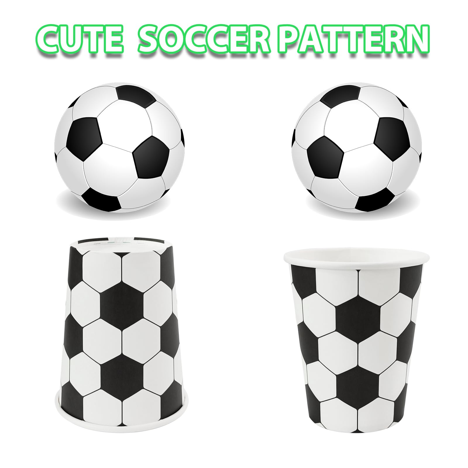 EaciTown Soccer Themed Party Cups 9OZ Paper Soccer Ball Pattern Drinking Cups Soccer Birthday Party Favors Soccer Baby Shower Supplies (30), Standard