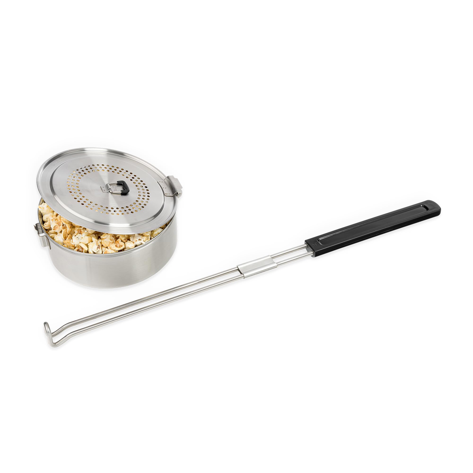 Solo Stove Campfire Popcorn Maker, Stainless Steel Popcorn Popper, Fire Pit Accessory, 3-Quart Capacity, Height: 4 in, Length: 34 in, Dia: 7.75 in, Weight: 2.96 lbs