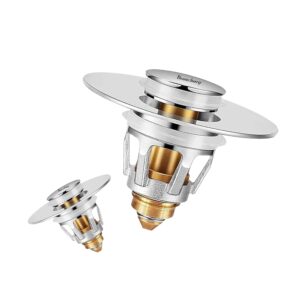 Branchery Sink Stopper Bathroom - Sink Pop Up Drain Plug - Small Bathroom Hair Drain Catcher - Anti Clogging Stainless Steel Drain Plug Strainer Cover to Keep Bugs Out Fit 1.04-1.97 Inch Drain Hole