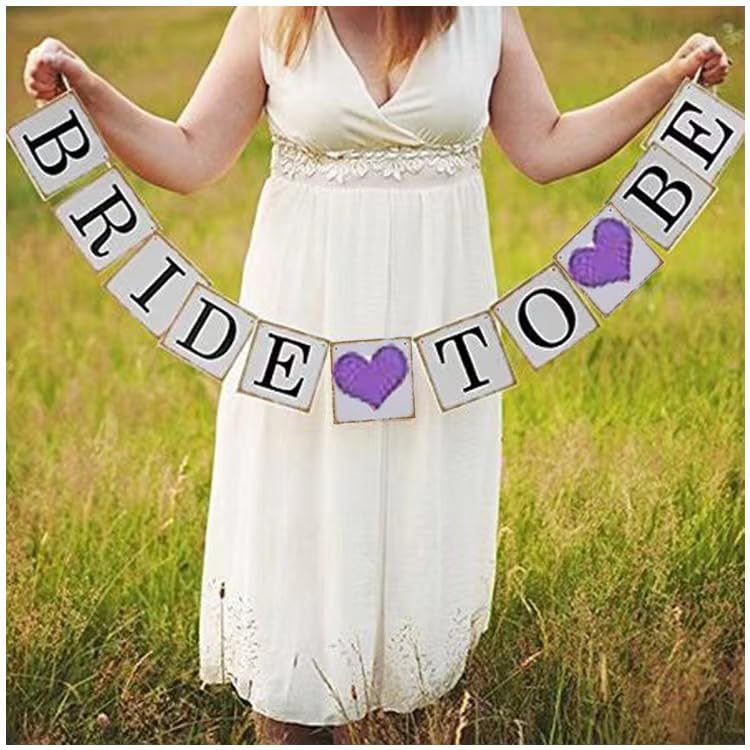 Purple Bride To Be Banner for Lavender Purple Bridal Shower Bachelorette Party Miss to Mrs Party Decorations