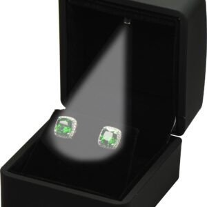 LED Earring Jewelry Gift Box for Wedding, Proposal, Birthday...Luxury LED Diamond Stud Earring Jewelry Gift Box with Light for Women for Men (Black Earring Box)