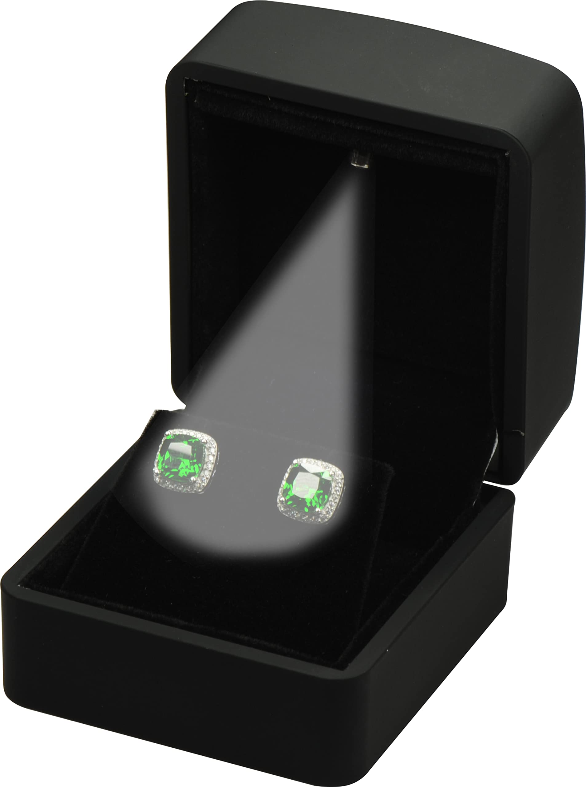 LED Earring Jewelry Gift Box for Wedding, Proposal, Birthday...Luxury LED Diamond Stud Earring Jewelry Gift Box with Light for Women for Men (Black Earring Box)