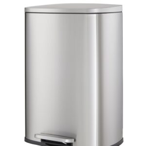 Casa Andrea Milano 13-Gallon Soft-Close, Smudge Resistant Trash Can Step-on Pedal, Soft Closure, Large and Space-Saving