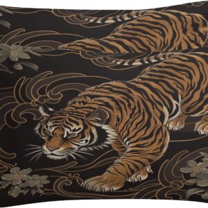 OmErsa Tiger Duvet Cover Oversized King Size Bedding Set 3 PCS, Animal Comforter Cover & 2 Pillowcases Soft Microfiber Patterned Bedroom Decorations for Adults Teens