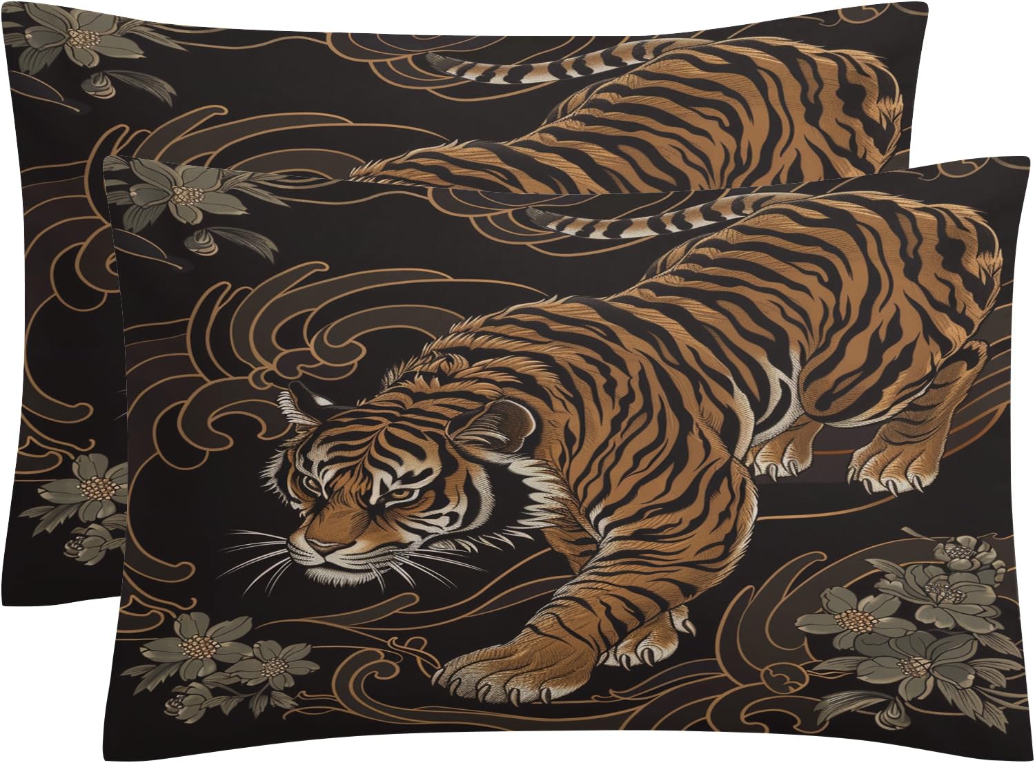 OmErsa Tiger Duvet Cover Oversized King Size Bedding Set 3 PCS, Animal Comforter Cover & 2 Pillowcases Soft Microfiber Patterned Bedroom Decorations for Adults Teens