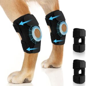 rantow 2 pack dog joint brace rear leg canine hock support - dog elbow brace compression wrap straps for acl ccl joint injury and sprain protection, healing and loss of stability from arthritis (l)