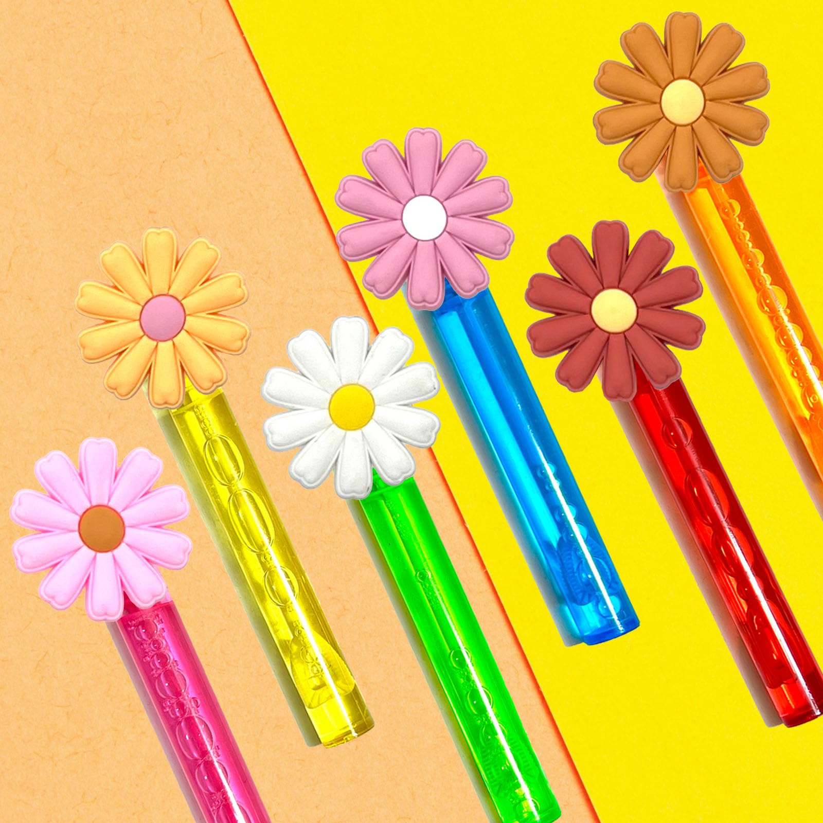 uoyoi Groovy Party Favors,24Pcs Retro Hippie Daisy Bubble Wand for Groovy Birthday Party Supplies,Classroom Prizes Pinata Goodie Bag Stuffers Gifts