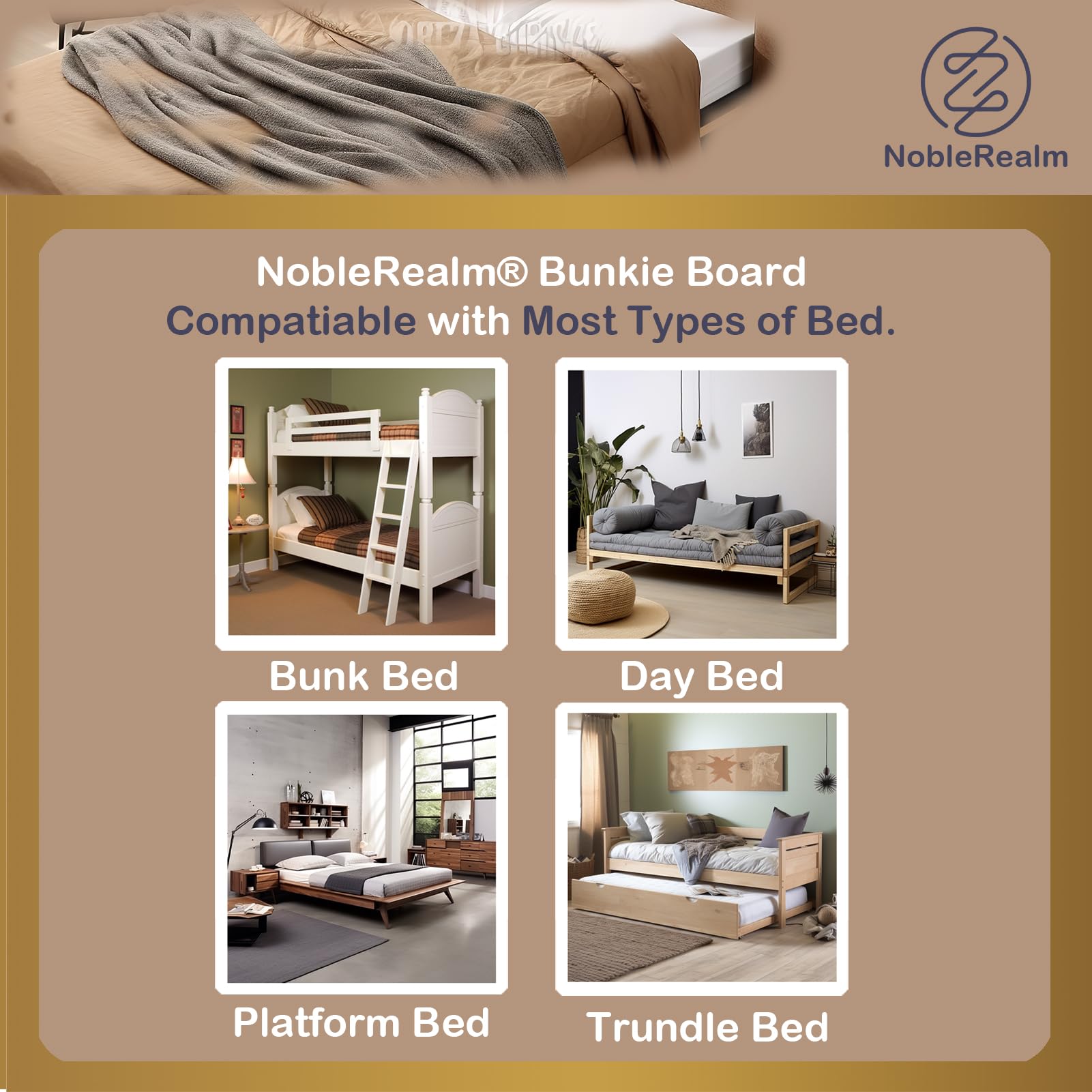 NobleRealm® Bunkie Board | Bed Boards for Under Mattress Support | Full Bed Support Board for Full Size Bed (48'x60' Full Size)