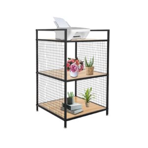 Silencear 3-Tier Heavy Duty Shelving Unit, Small Bookshelf Rustic Wood and Metal Shelving Unit, Wood Storage Shelf with Metal Frame for Living Room, Bedroom, Office, Kitchen, 21.3" x 21.3"x 34.6"