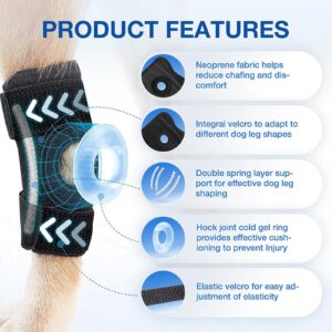 Rantow 2 Pack Dog Joint Brace Rear Leg Canine Hock Support - Dog Elbow Brace Compression Wrap Straps for ACL CCL Joint Injury and Sprain Protection, Healing and Loss of Stability from Arthritis (L)