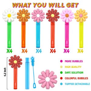 uoyoi Groovy Party Favors,24Pcs Retro Hippie Daisy Bubble Wand for Groovy Birthday Party Supplies,Classroom Prizes Pinata Goodie Bag Stuffers Gifts