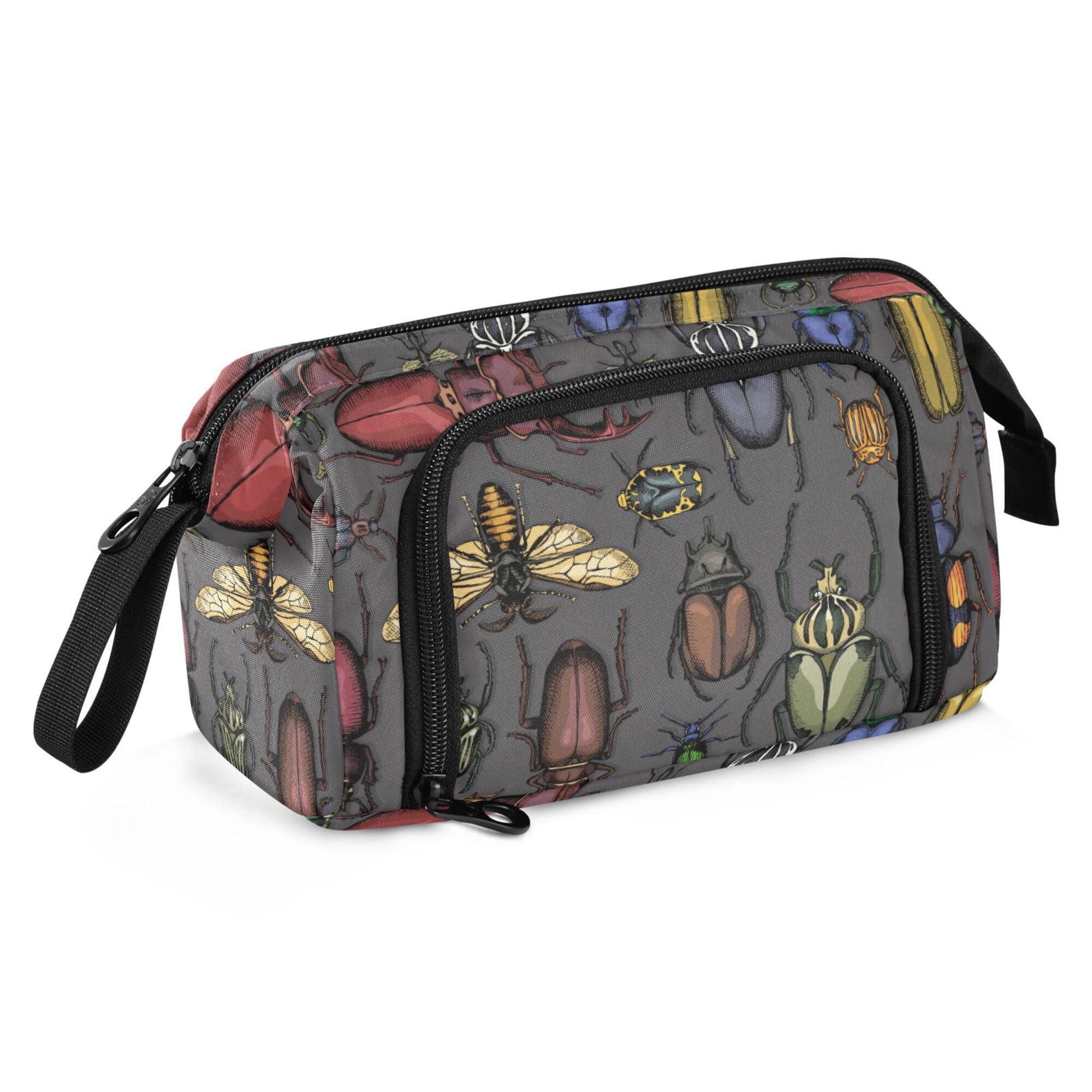 Fisyme Insects Vintage Bugs Pencil Case Large Capacity Pencil Pouch Pen Bags Box Big Makeup Pencil Case Organizer