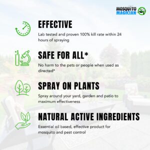 Mosquito Magician Liquid Concentrate - Kills Mosquitoes, Fleas, and Fire Ants - Use with Pump or Backpack Sprayers, Foggers, or Automatic Misting Machines - Ideal for Yards, Lawns, Patios - 1 Gallon