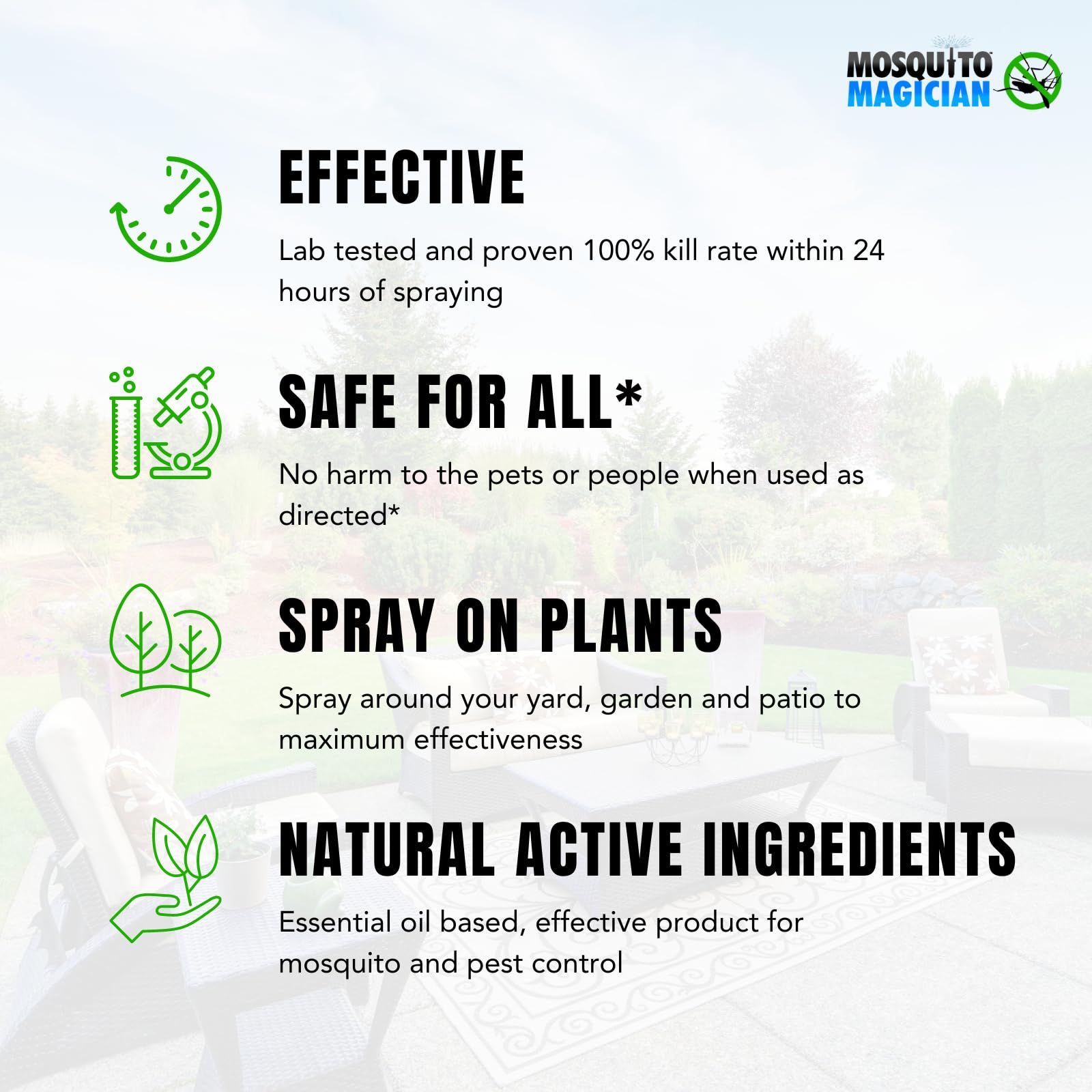 Mosquito Magician Liquid Concentrate - Kills Mosquitoes, Fleas, and Fire Ants - Use with Pump or Backpack Sprayers, Foggers, or Automatic Misting Machines - Ideal for Yards, Lawns, Patios - 1 Gallon