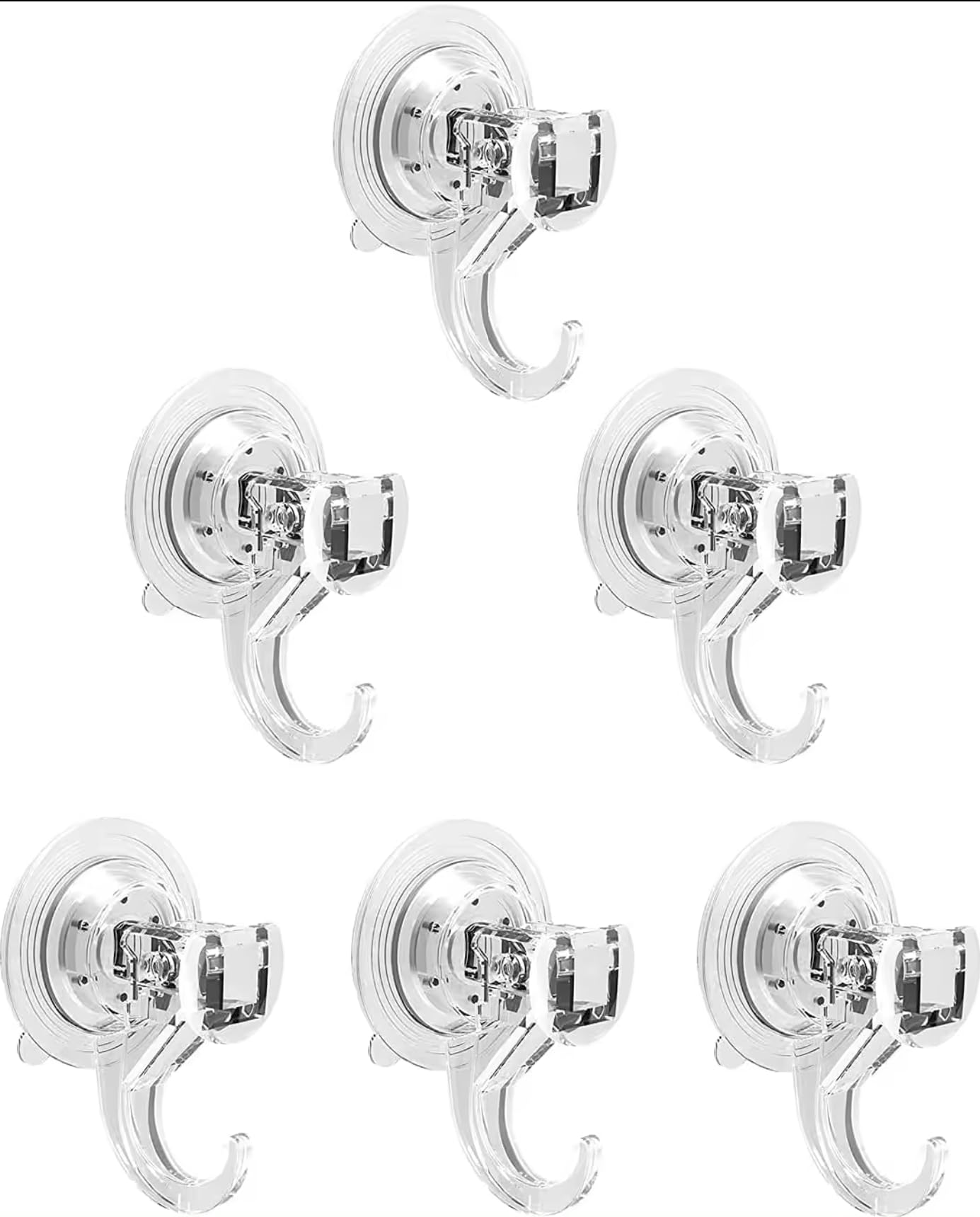 Suction Cup Hooks 2 Pack 4 Pack, Clear Heavy Duty Suction Cup, Waterproof Shower Hooks, Heavy Duty Vacuum Suction Hanger for Wreaths, Shower, Window, Kitchen, Tile, Glass Door (4), PK0222