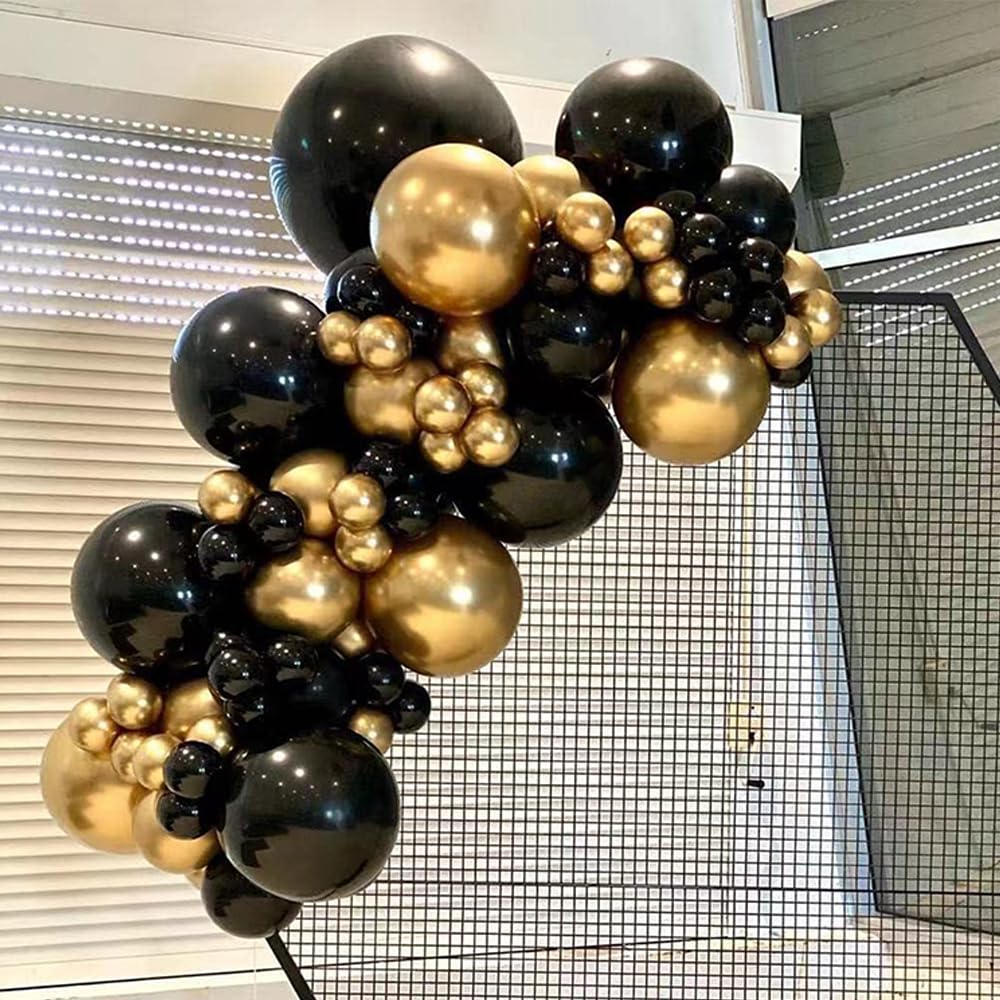 Black Gold Silver party Balloons 127 pcs Black gold silver balloons for Birthday Graduation Party Supplies for Birthday Party Baby Shower Wedding Graduation Class