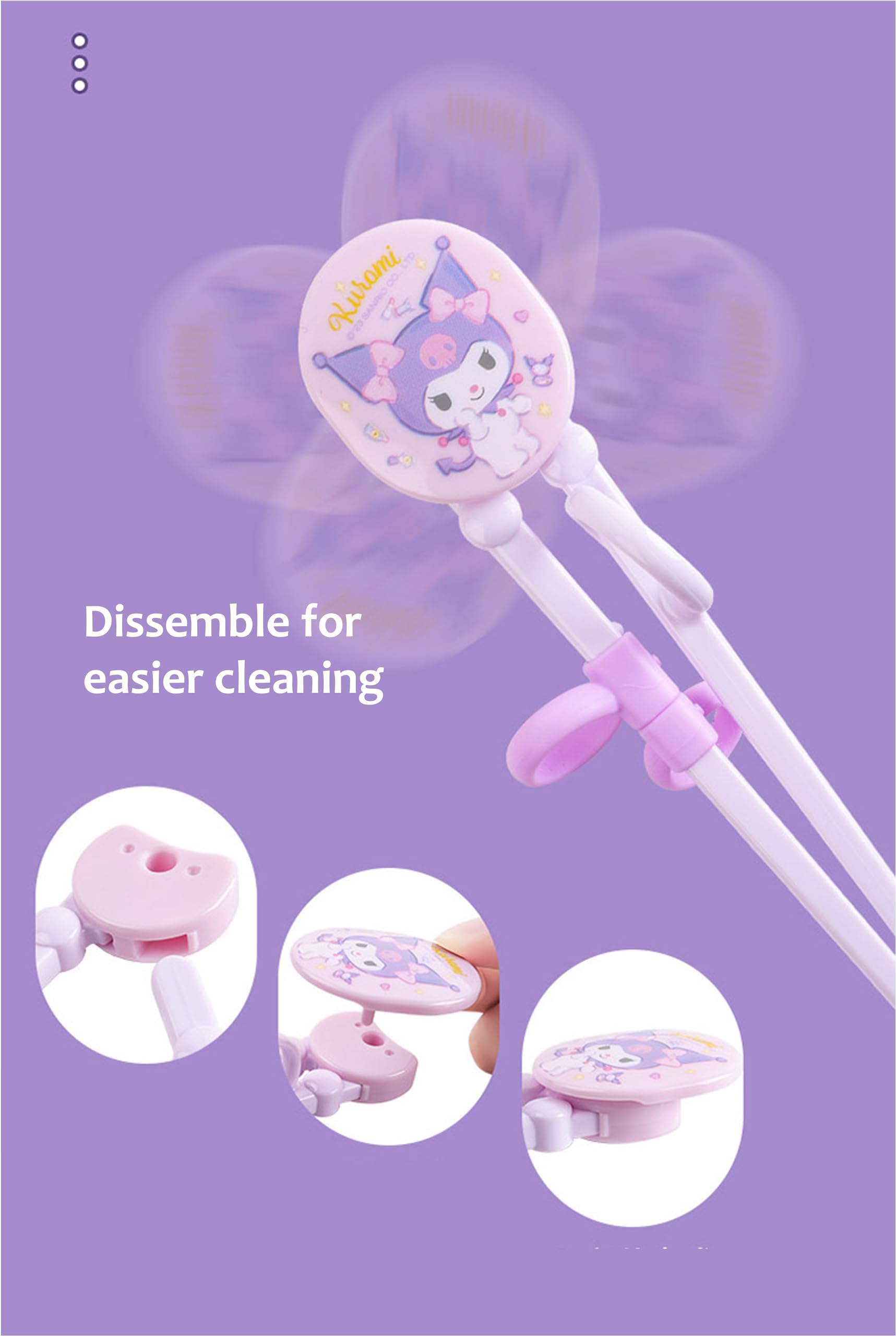 Many Rainbows Kuromi Right-Handed Tranining Chopsticks with Case, Purple