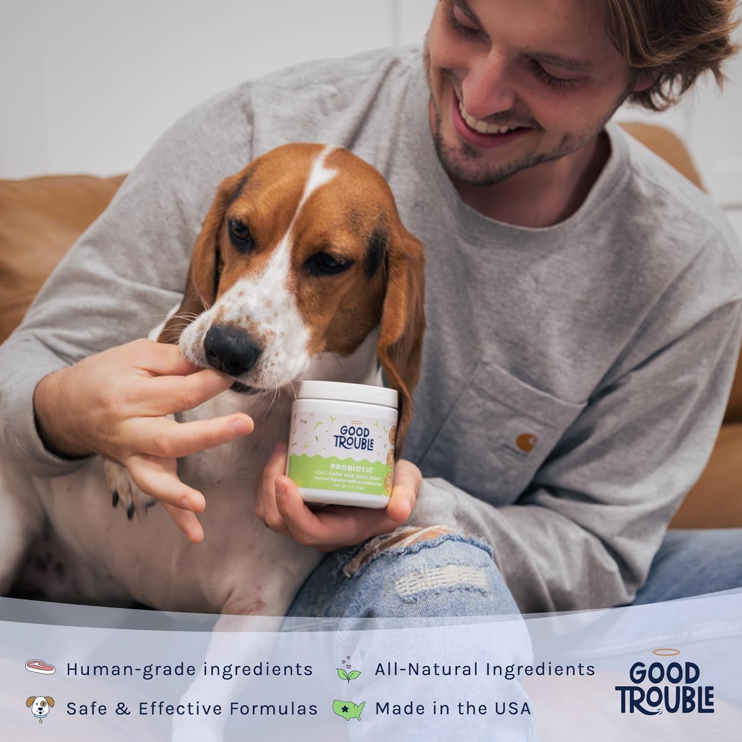 Good Trouble Pets Probiotic Supplement for Dogs - Chicken Flavor, 30 Chews - Enhanced Digestive Support (Packs of 3)