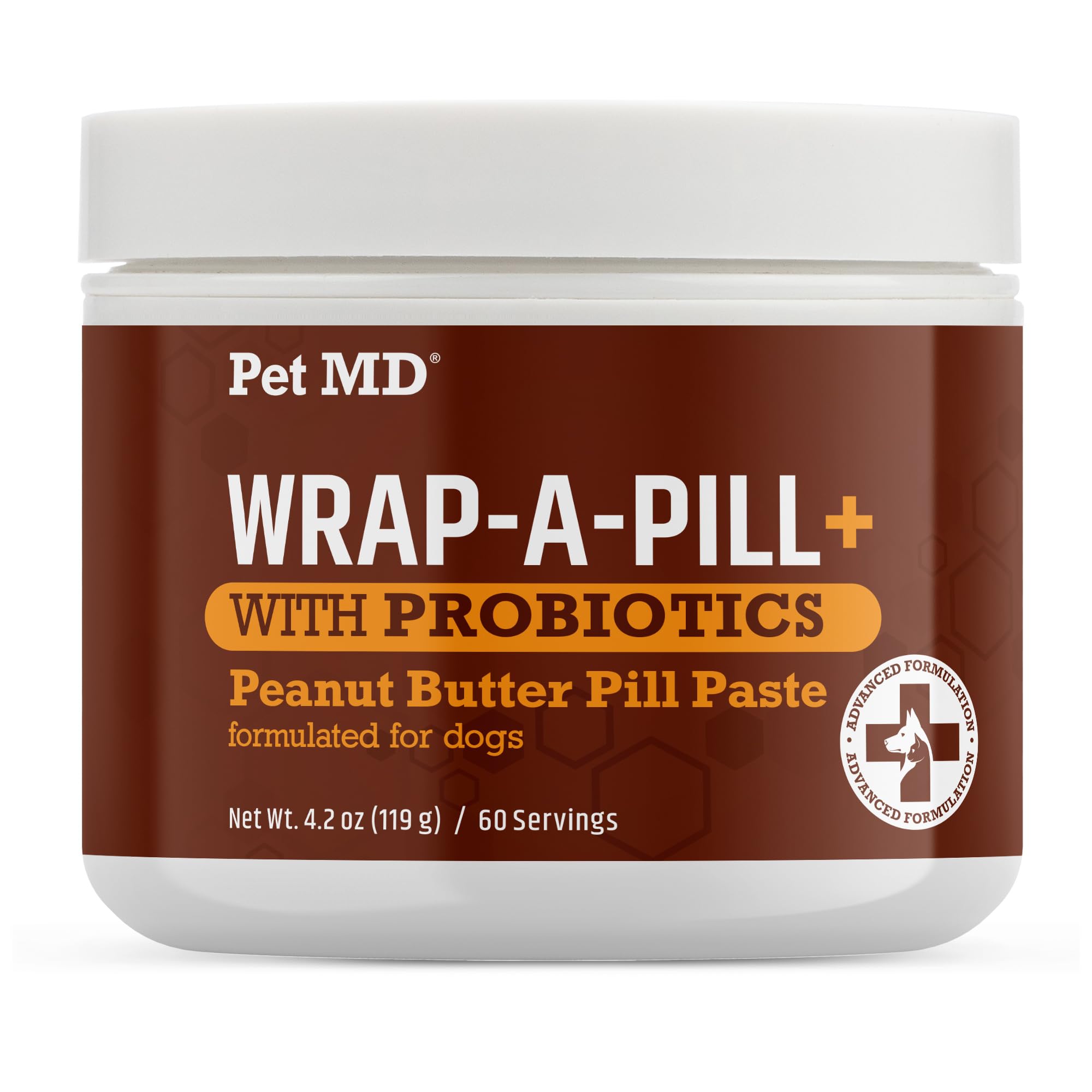 Pet MD Wrap-A-Pill with Dog Probiotics - Pill Wrap for Dogs Medicine - Easy-to-Use Paste to Hide Capsules, Create Pockets and Pill Treats for Dogs - Peanut Butter (4.2oz)