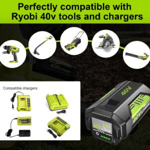 Upgraded 6000mAh Replacement for Ryobi 40V Battery and Charger Combo Compatible with Ryobi Battery 40V OP4026 OP40601 OP4050A OP4040 OP4030 OP4050 Replacement for Ryobi 40 Volt Charger OP401 2-Pack