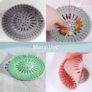 Drain Hair Catcher Durable Silicone Hair Stopper Shower Drain Covers with Iron Easy to Install and Clean Shower Drain Hair Trap Suit for Bathroom Bathtub Tub and Kitchen 5 Pack