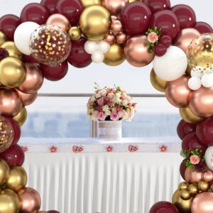 Burgundy Balloons Arch kits with Metallic Rose Gold and White Balloons for Wedding Valentines Day Women Birthday Bridal Baby Shower Wine Party Decorations