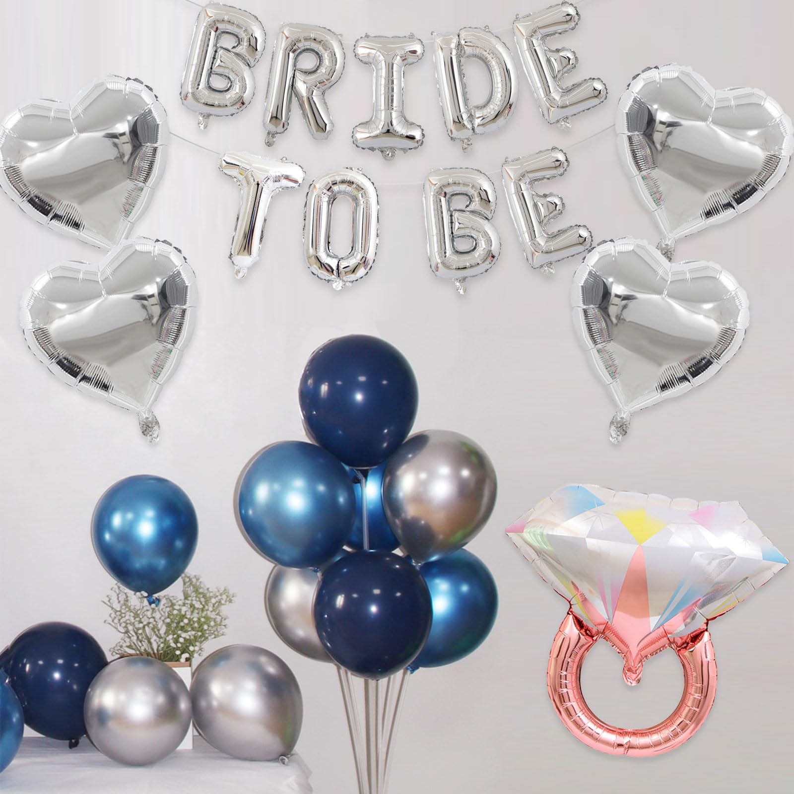 19 Pcs Silver Bride To Be Letter Balloons 16in Balloon Wedding Decorations Party Decor Silver Letter Balloons Bride to Be Party Supplies