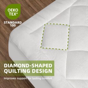 Bamboo Cooling Mattress Topper Full, Mattress Pad Quilted with 600GSM Down Alternative Fill and Comes with a Deep Pocket That Fits Mattresses Up to 20", Ensuring Optimal Comfort (Full, 54" x 75")