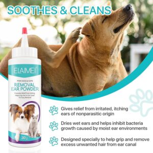 BISSENV Dog Ear Cleaner, Ear wash for Dogs & Cats, Dog Ear Powder for Hair Removal, Pet Ear Infection Treatment, Effectively Removes Debris, Waxy, Buildup and Ear Odor, Soothes Itchy & Inflamed Ears