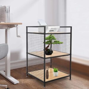 Silencear 3-Tier Heavy Duty Shelving Unit, Small Bookshelf Rustic Wood and Metal Shelving Unit, Wood Storage Shelf with Metal Frame for Living Room, Bedroom, Office, Kitchen, 21.3" x 21.3"x 34.6"