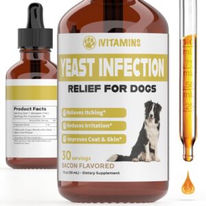 natural yeast infection treatment for dogs | helps to support itch & inflammation relief, & more | dog ear infection treatment | dog itch relief | dog yeast ear infection treatment | (bacon) (2 pack)