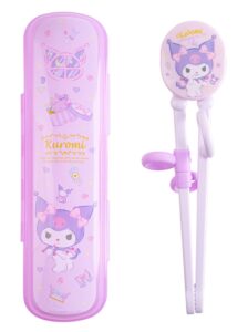 many rainbows kuromi right-handed tranining chopsticks with case, purple