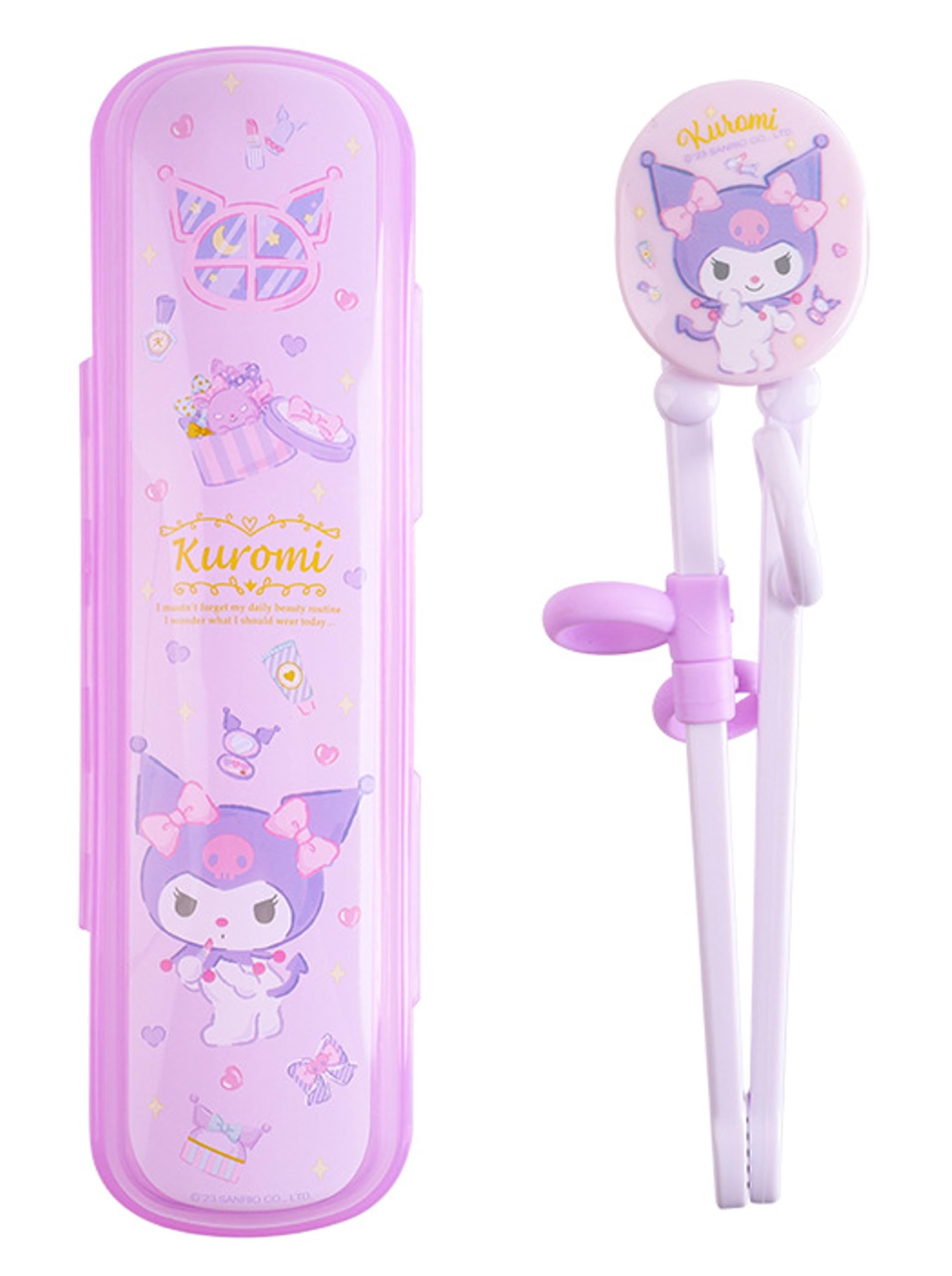 Many Rainbows Kuromi Right-Handed Tranining Chopsticks with Case, Purple