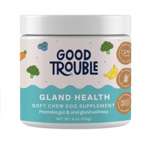 good trouble pets gland support soft chew dog supplements: anal gland wellness formula & digestive health - digestive enzymes for dogs (packs of 3)