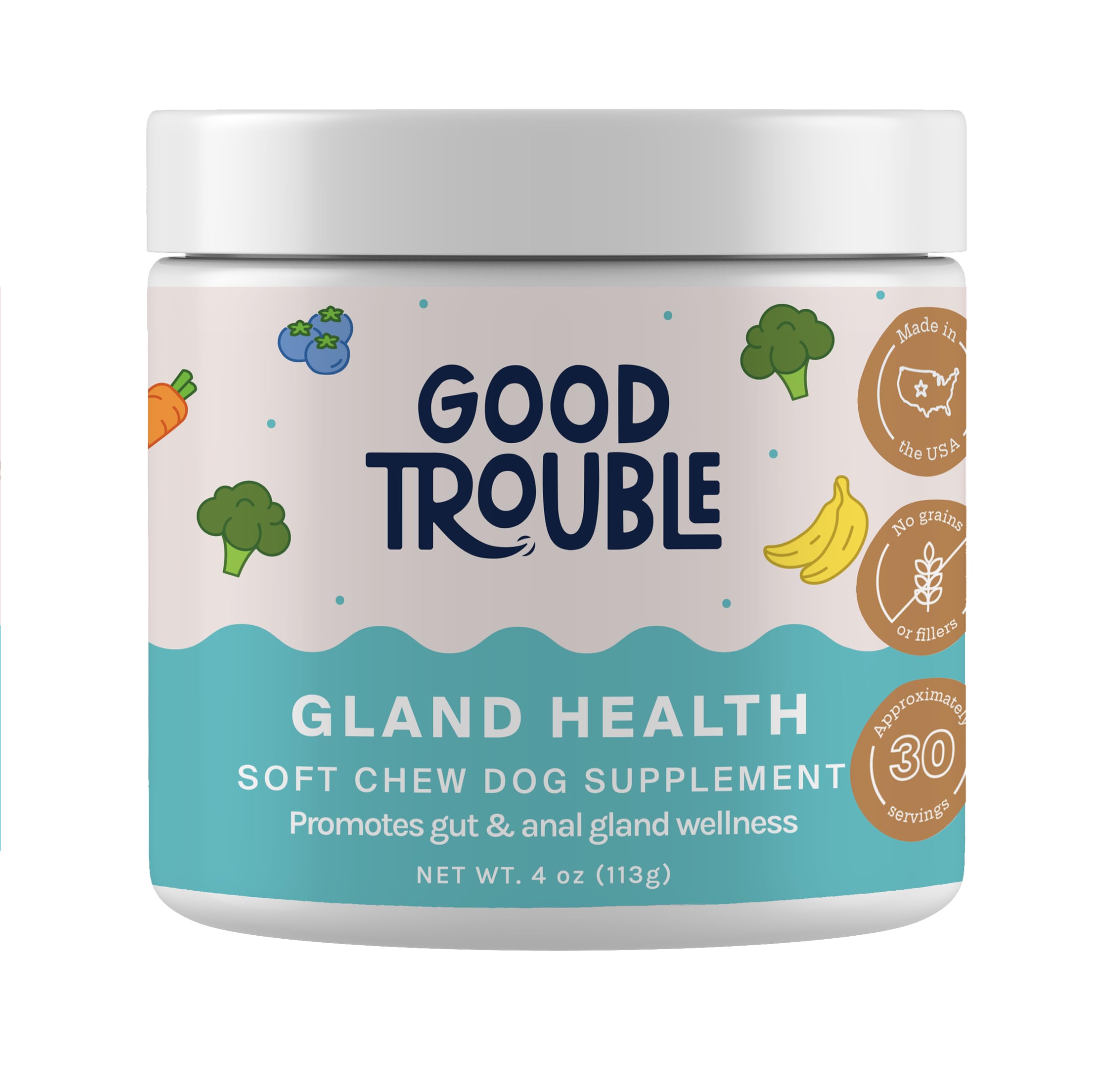 Good Trouble Pets Gland Support Soft Chew Dog Supplements: Anal Gland Wellness Formula & Digestive Health - Digestive Enzymes for Dogs (Packs of 3)