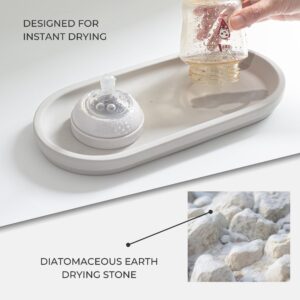 Selegna Diatomaceous Earth Stone Sink Tray - Quick Drying, Reversible Tray for Kitchen & Bathroom Countertop Organizer, Use as Bottle Drying Rack, Sink Caddy, Vanity Organizer, Tea Tray, Sponge Holder