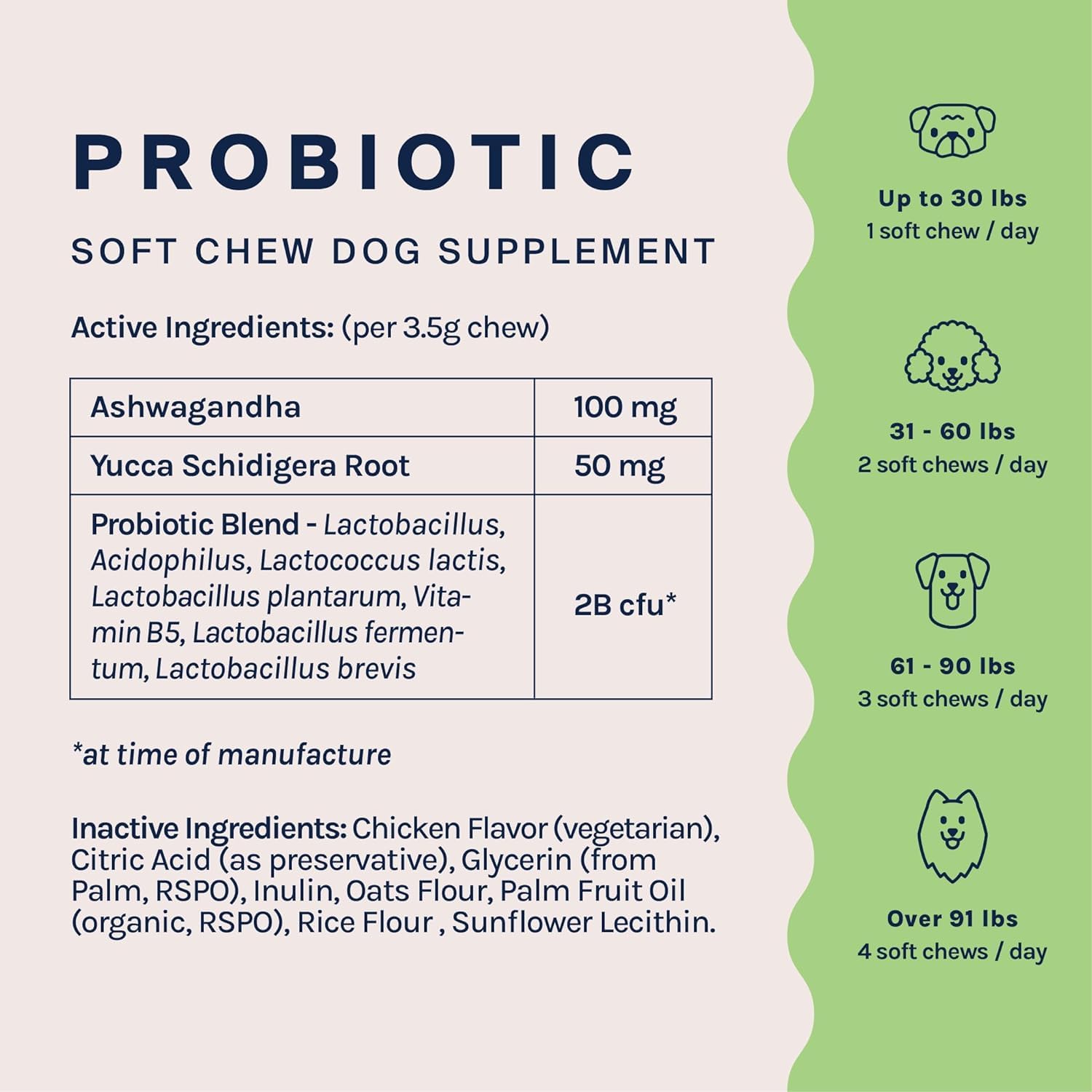 Good Trouble Pets Probiotic Supplement for Dogs - Chicken Flavor, 30 Chews - Enhanced Digestive Support (Packs of 3)