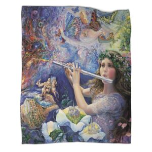 art paintings gifts flannel fleece blanket, flute player 3d blankets soft warm throw for adults men women birthday, home living room decoration boys girls kids 50x60inch(127x152cm)