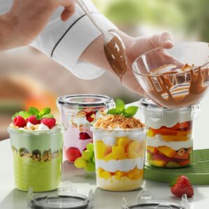 Canfanni Overnight Oats Container with Lids, 4 Pack 13oz Overnight Oats Jars, Plastic Mason Jars, BPA Free, Portable, Leak Proof Oatmeal Containers for Yogurt, Soup, Cereal, Milk and Salad