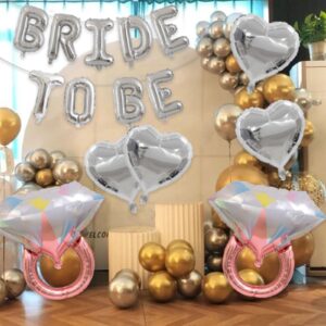 19 Pcs Silver Bride To Be Letter Balloons 16in Balloon Wedding Decorations Party Decor Silver Letter Balloons Bride to Be Party Supplies