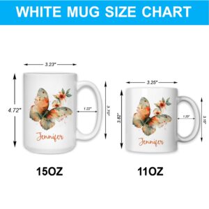 Hyturtle Personalized Butterfly Mug - Inspirational Gifts for Women - Birthday Christmas Gifts For Butterfly Lovers - Gifts For Mom on Mothers Day - Custom Name 11oz White Ceramic Coffee Tea Cup