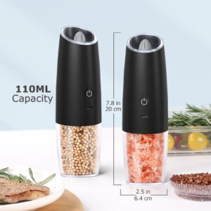 innhom Gravity Electric Salt Grinder Pepper Grinder Pepper Mill Automatic Salt and Pepper Grinder with Adjustable Coarseness USB Rechargable, 1 Pack